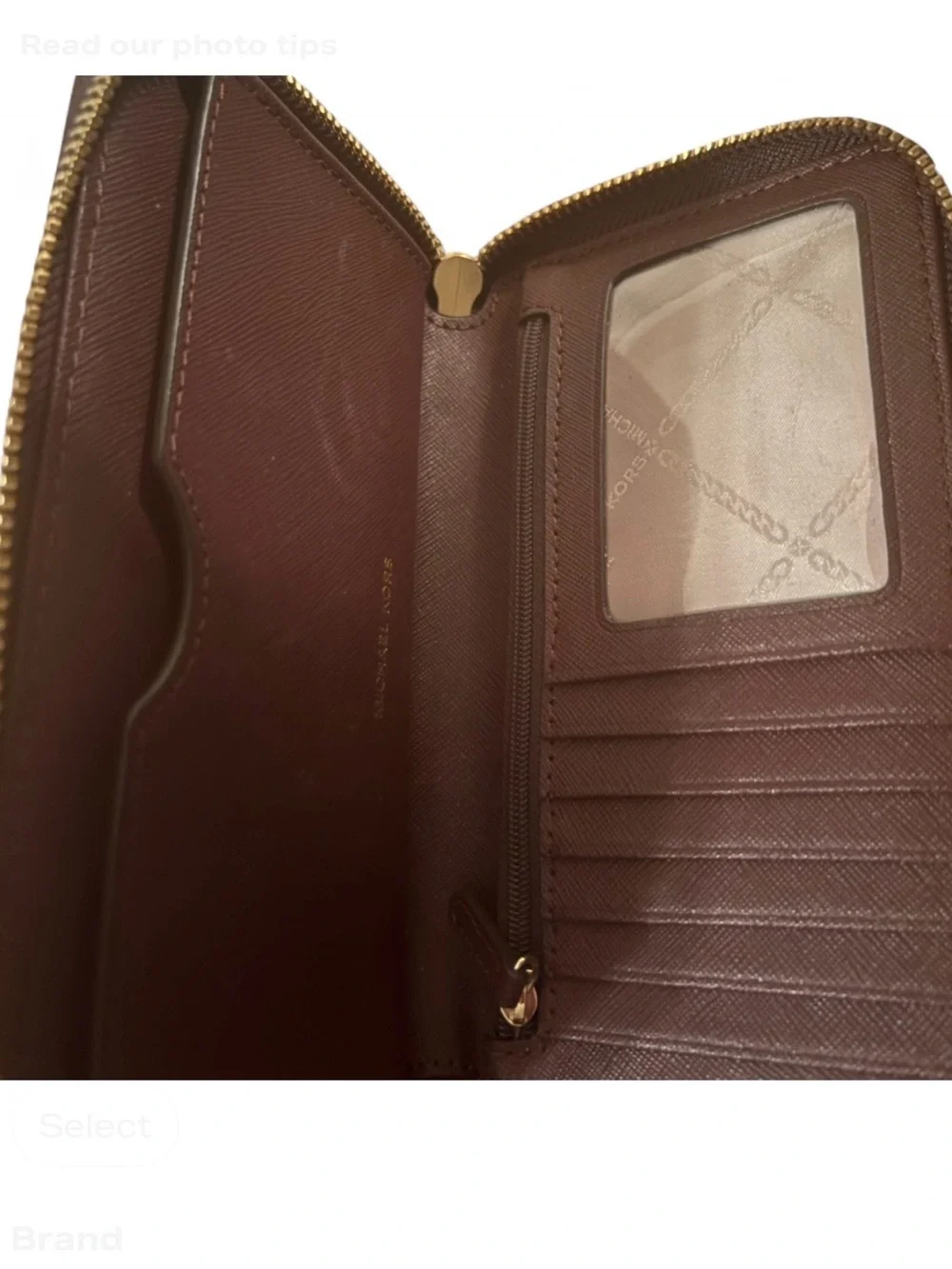 Michael Kors Chocolate Brown Pebbled Leather Wristlet with Gold Hardware